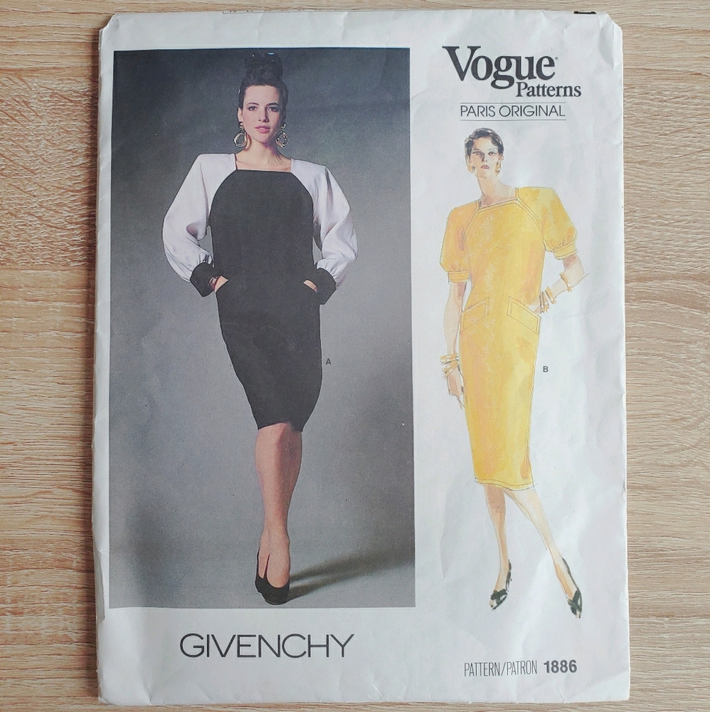 Vogue 1886 Givenchy Sewing Pattern Size 12 - Sz 4